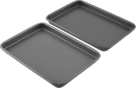 GoodCook Everyday Set of 2 Nonstick Steel 9" x 6.2" Toaster Oven Mini Baking Sheets, Gray