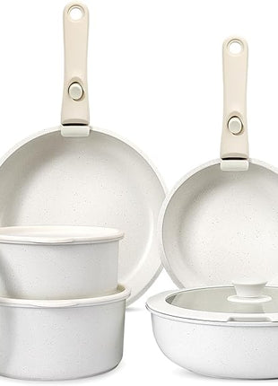 GiPP 11Pcs Pots and Pans Set Non Stick, Cookware Sets Nonstick Detachable Handle, Induction Kitchen Set Removable Handle, RV Cookware set, Oven Safe