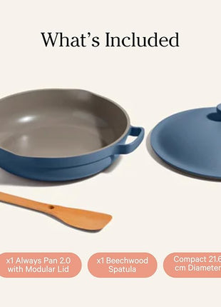 Our Place Mini Always Pan 2.0-8.5” (1.2 Qt) Nonstick, Toxin-Free Ceramic Cookware | Patented 10-in-1 Aluminum Frying & Sauté Pan | Safe for Oven, Induction & All Cooktops up to 450°F | Blue Salt