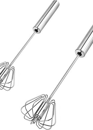 Stainless Steel Egg Whisk, Digead Hand Push Rotary Whisk Blender, whisks for cooking, Hand Push Mixer Stirrer for Blending, Whisking, Beating & Stirring (10+12in)