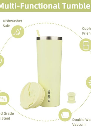 BJPKPK 30oz Insulated Tumbler With lid And Straw Stainless Steel Tumblers Travel Coffee Mug Reusable Thermal Cup,Macaron Green