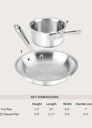 All-Clad - 4108201S All-Clad Kitchen Helper Fry Sauce pan, 8 inch and 1 quart, Steel