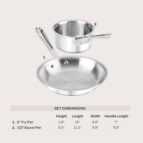 All-Clad - 4108201S All-Clad Kitchen Helper Fry Sauce pan, 8 inch and 1 quart, Steel