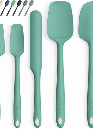 Coukre Silicone Spatula Set of 5,High Temperature Resistant, Food Grade Silicone, Dishwasher Safe, for Baking, Cooking (Pure Aqua Green)