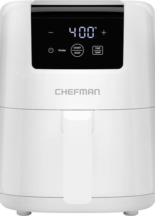 CHEFMAN 2 Qt Mini Air Fryer – Digital Space-Saving Compact Air Fryer with Nonstick and Dishwasher Safe Basket, Quick & Easy Meals in Minutes, Features Digital Timer and Shake Reminder – White