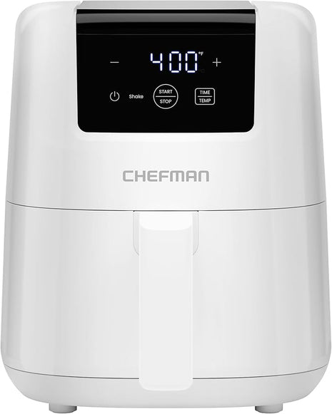 CHEFMAN 2 Qt Mini Air Fryer – Digital Space-Saving Compact Air Fryer with Nonstick and Dishwasher Safe Basket, Quick & Easy Meals in Minutes, Features Digital Timer and Shake Reminder – White