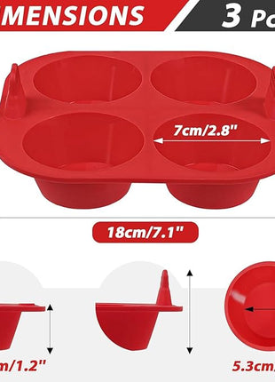 Webake 3PCS Silicone Air Fryer Muffin Pan for Baking 4 Cavity Air Fryer Egg Bites Silicone Mold, Nonstick BPA Free Muffin Tins