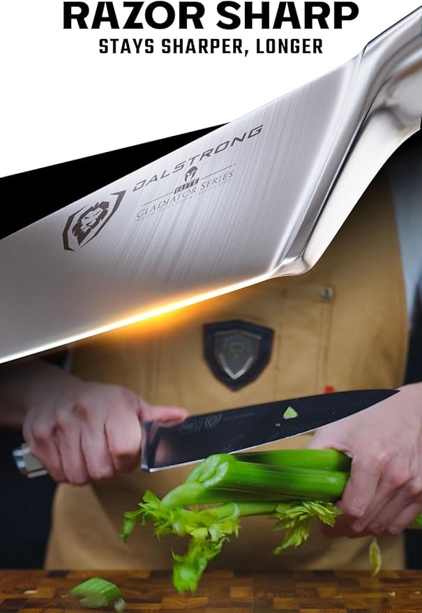 Dalstrong Chef Knife - 8 inch - Gladiator Series - Smoke Grey ABS Handle - Forged High Carbon German Steel - Full Tang Kitchen Knife - w/Sheath - Razor Sharp Cooking Chef's Knife - NSF Certified