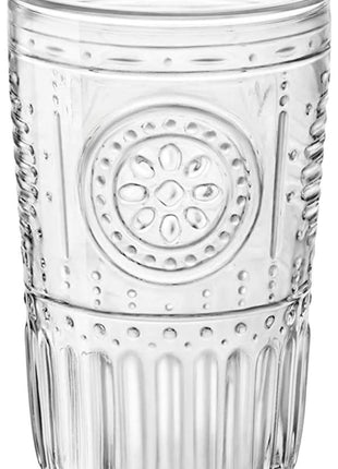 Bormioli Rocco Romantic Set Of 6 Cooler Glasses, 16 Oz. Clear Crystal Glass, Made In Italy.