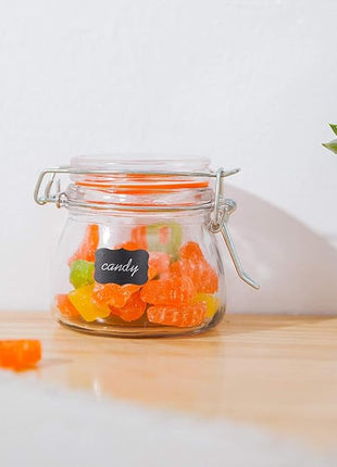 Encheng Small Glass Jars With Airtight Lids, Glass Spice Jars 5 oz,Maosn Jars With Leak Proof Rubber Gasket 150ml,Glass Storage Containers With Hinged Lid,Mini Kitchen Canisters 24 Pack