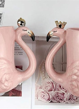16 oz Cute Pink Coffee Mug Ceramic Flamingo Gift Unique Cups Mom Day Gift for Women Her Grandma Pretty Mug Funny Coffee Cup Funky Xmas Presents for Girlfriend Decorative Animal Decor Christmas Mugs