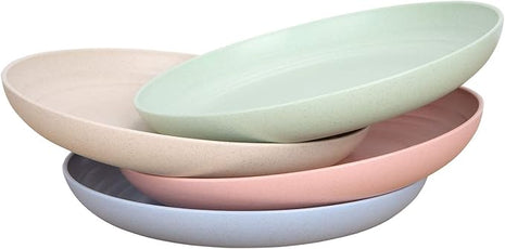 LuckyZone 10 Inches Unbreakable Wheat Straw Plates - Reusable Plate Set - Dishwasher & Microwave Safe - Perfect for Dinner Dishes - Healthy, BPA Free & Eco-Friendly (10 Inches)