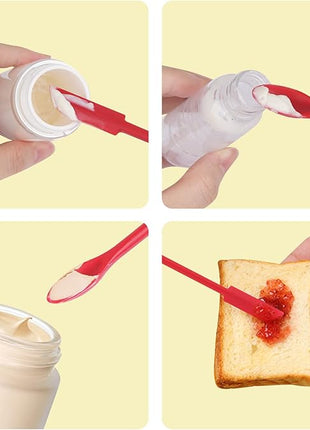 Mini Spatula Silicone Spatula Set - Cuttte 2pcs Small Makeup Scrapers for Cosmetics, Reusable Beauty Tiny Tools, Thin Jar Scraper, Get Last of Makeup Out, Black and Red