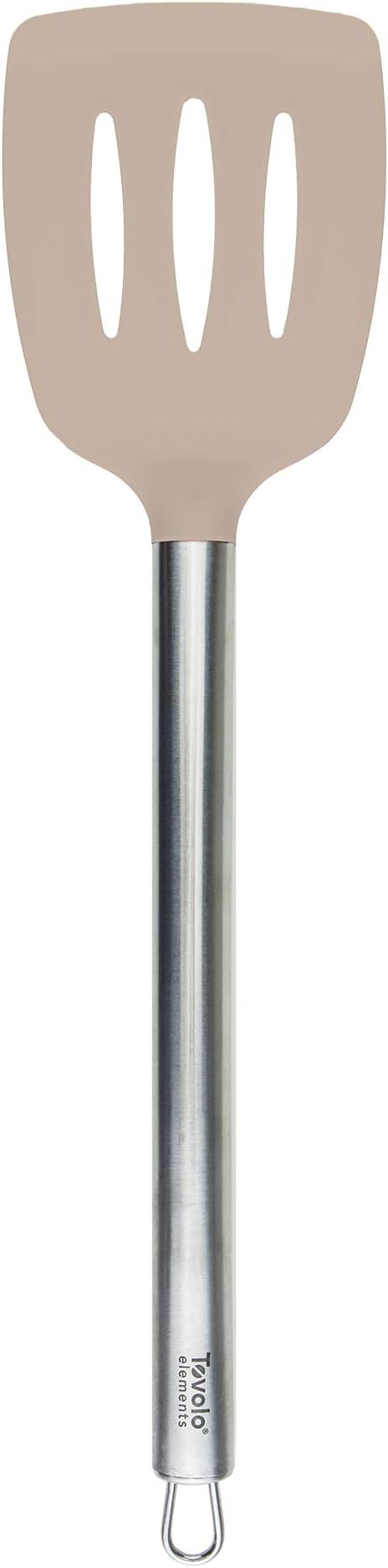 Tovolo Slotted Spatula Turner Heat Resistant Silicone & Stainless Steel Metal Handle Flexible Kitchen Utensil for Cooking Bakeware and Non Stick Cookware Pancake Egg Flipper, Slate Gray