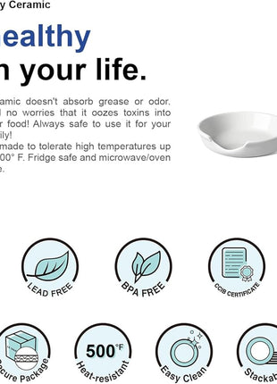 LE TAUCI Ceramic Spoon Rest, 4.8 Inch Spoon Rest for Stove Top, Spoon Holder for Kitchen Counter, Coffee Spoon rest, Utensil Rest for Cooking, True White