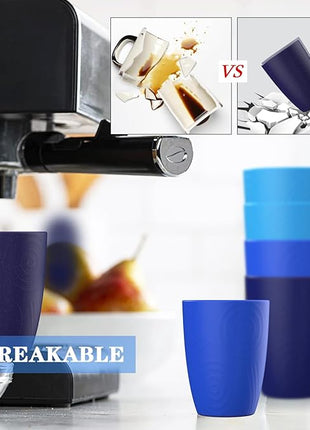 Homienly Glasses Drinking Set Premium Wheat Straw Cups Set of 6 Alternative to Plastic Cups Unbreakable Water Tumblers Reusable Cups for Kitchen Dishwasher Safe Water Glasses(12 OZ Blue Sky)