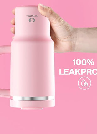 32 oz Tumbler with Handle and Straw: Stainless Steel Insulated Tumbler Keeps Cold for 24 Hours, Leakproof Travel Cup Fits in Cup Holder and BPA-Free, Cotton Candy