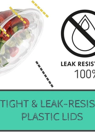 Smygoods Disposable Plastic Salad Bowls with Airtight Lids Ideal for Meal Prep, Takeout, Catering, Parties, Picnics, and Food Storage, Stackable, Leak-Proof