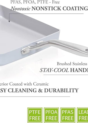 TECHEF - CeraTerra Ceramic Nonstick Tamagoyaki Japanese Omelette Pan/Egg Pan Skillet, (PTFE, PFAS, and PFOA Free), Induction-Ready, Made in Korea