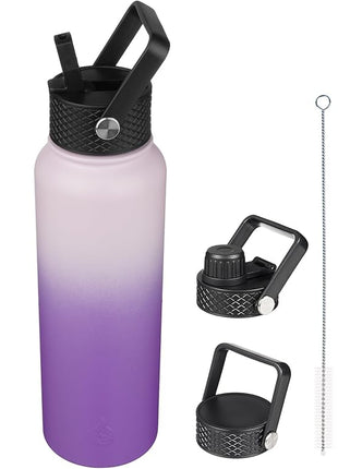 BJPKPK Insulated Water Bottles with Straw Lid, 40oz Cold & Hot Thermo, Stainless Steel Metal Water Bottle with 3 Lids, Reusable Thermo, Cups, Mugs, Tumblers -Violet