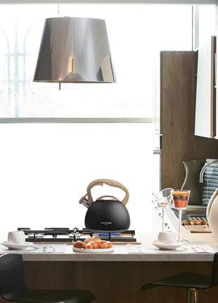 POLIVIAR Tea Kettle, Black Ti Stovetop Tea Kettle 2.7 Quart , Audible Whistling Teapot, Food Grade Stainless Steel for Anti-Rust and Anti Hot Handle, Suitable for All Heat Sources (JX2018-WB20)