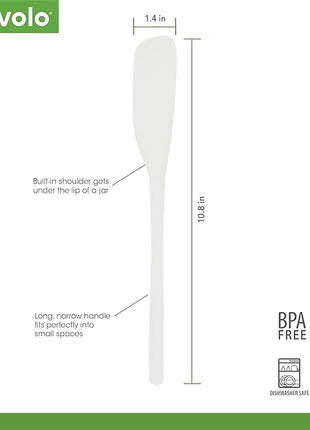 Tovolo Flex-Core Silicone Spatula Jar Scraper, White - Long-Handled Rubber Spatula with Angled Head for Scooping & Scraping - Heat-Resistant Spatulas for Kitchen Use, Dishwasher Safe & BPA-Free