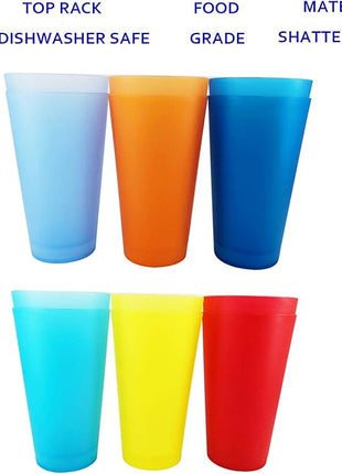 Reusable Plastic Cups 32 oz - Large Cups Dishwasher Safe - BPA Free Plastic Tumblers Drinking Glasses set of 12 - Unbreakable Big Cup for Kitchen Party Camping Outdoor