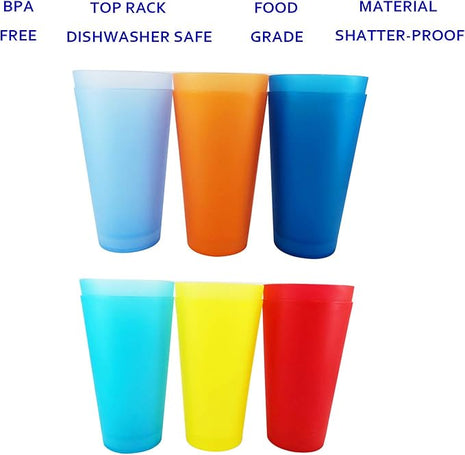 Reusable Plastic Cups 32 oz - Large Cups Dishwasher Safe - BPA Free Plastic Tumblers Drinking Glasses set of 12 - Unbreakable Big Cup for Kitchen Party Camping Outdoor