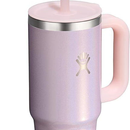 Hydro Flask 24 Oz Travel Tumbler with Handle, Lid and Straw - Insulated Stainless Steel in 24 Oz Glimmer Pink
