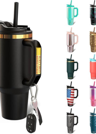 Frost Buddy Thicc Buddy - 40 oz Stainless Steel Vacuum Insulated Tumbler with Lid and Straw for Water - Travel Mug Cupholder Friendly - Gifts for Women Men Him Her (Texas Tea)