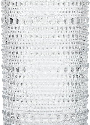 Fortessa Jupiter Beaded Hobnail Glass, 13 Ounce Iced Beverage (Set of 6), Gold Rim Clear