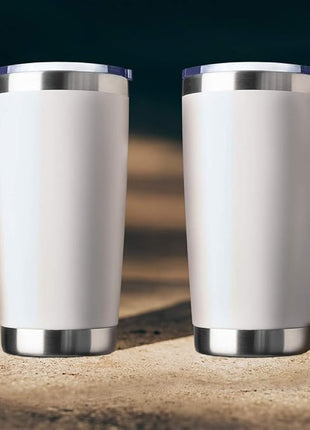 20oz Tumbler Bulk Stainless Steel Vacuum Insulated Tumblers with Lid Double Wall Travel Mug Durable Powder Coated Coffee Cup, Suitable for Ice Drinks and Hot Beverage (White 6pack)