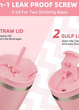 BJPKPK 18oz Tumbler With lid And Straw Stainless Steel Travel Coffee Mug Insulated Tumblers Cups,Light Pink