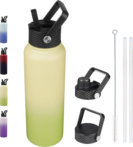 BJPKPK Insulated Water Bottles with Straw Lid, 40oz Cold & Hot Thermo, Stainless Steel Metal Water Bottle with 3 Lids, Reusable Thermo, Cups, Mugs, Tumblers -Avocado