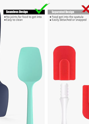 Heat Resistant Silicone Spoon Spatulas, Doosu 600°F High Temp Flexible Cooking Spoons Kitchen Spoonula Scratch-Proof for Mixing Stirring Scraping Serving Non-Stick Cookware (Set of 3, Multi-4)