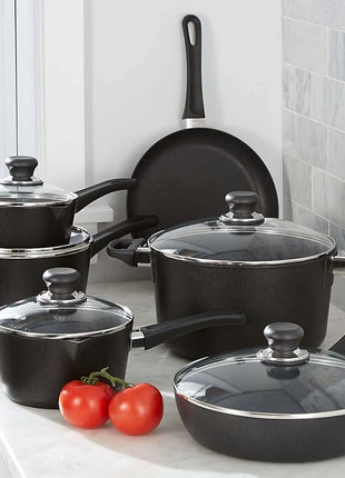 Scanpan Classic 11 Piece Cookware Set – Compatible with Gas and Electric Stovetops, Metal Utensil Safe, Oven Safe to 500°F, Dishwasher Safe, Black