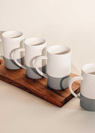 Mora Ceramics 12oz Coffee Mug Set of 4 - Ceramic Tea Cups with Handle - Microwave and Dishwasher Safe, Perfect For Cup or Mug Lovers - Rustic Matte Glaze, Modern Design Mugs - Flint