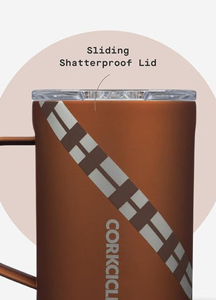 Corkcicle Classic Coffee Mug - Triple Insulated Stainless Steel for Travel - Shatter-Proof Lid - Keeps Drink Hot Over 3 Hours - Holiday Mug Gift - Great for Gifting Warmth - 16 oz - Chewbacca