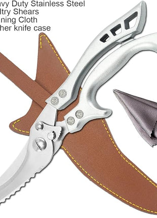 ANDONG Upgrade Heavy Duty Stainless Steel Kitchen Scissors - Professional Poultry Shears for Bone, Meat, Chicken, Fish, Turkey, Vegetables,Spring Loaded Multipurpose Ultra Sharp Utility Scissors