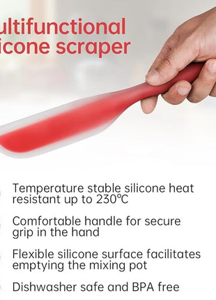 Nonstick Silicone Knife Shaped Flexible Kitchen Spatula Scraper Turner,Kitchen Cooking Utensils With Nylon Core (Red)