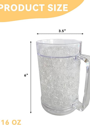 Lily's Home 16oz set of 4 Insulated Double Wall Gel-Filled Acrylic Frosted Freezer Stein Mugs, Great as Old Fashion Drinking Glasses at BBQs and Parties, Clear