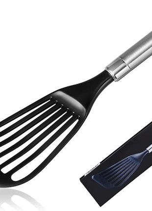 KSENDALO Thin Kitchen Spatula Turner for Egg,Fish, Slotted Flexible Plastic Spatula for Nonstick Cookware, Idea Kitchen Utensil for Egg, Bacon, Fish, Pancakes