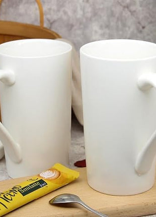 Smilatte 20 oz Extra Large Coffee Mug, M007 Plain Tall Big Ceramic Latte Milk Tea Cup with Handle for Dad Men Women, White