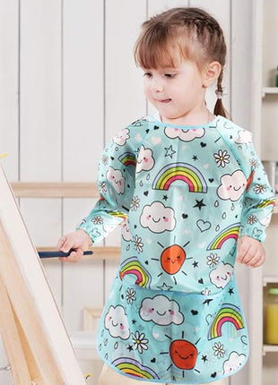 CUBACO Kids Painting Apron, 2pcs Waterproof Art Smocks For Child 3-8 Years, Kids Smocks for Painting Aprons with Long Sleeve