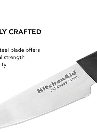 KitchenAid Classic Paring Knife with Endcap and Custom-Fit Blade Cover, 3.5-inch, Sharp Kitchen Knife, High-Carbon Japanese Stainless Steel Blade, Black