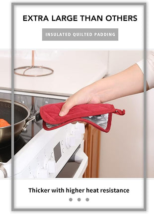Joyhalo 6 Pack Pot Holders for Kitchen,Cotton Oven Holder with Great Heat Resistance,Non Slip Hot Pads for Kitchen Clearance,Dark Red
