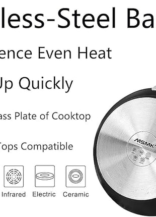 MsMk Nonstick Frying Pan, 12 InchTitanium and Diamond Non Stick Pan, Sturdy and Durable Skillet Nonstick, for Various Stove Type, Dishwasher Safe For Home Use