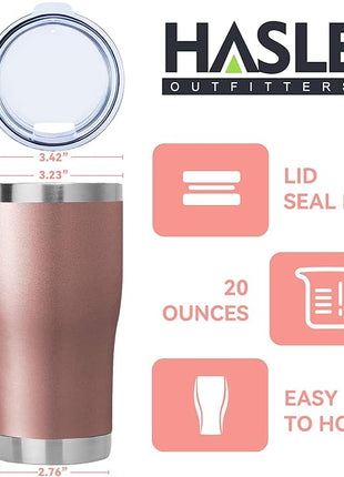 HASLE OUTFITTERS 20 oz Tumbler Bulk, Stainless Steel Tumblers with Lid, Vacuum Insulated Tumbler, Double Wall Tumbler Cup, coffee mugs, Rose Gold, 6 Pack