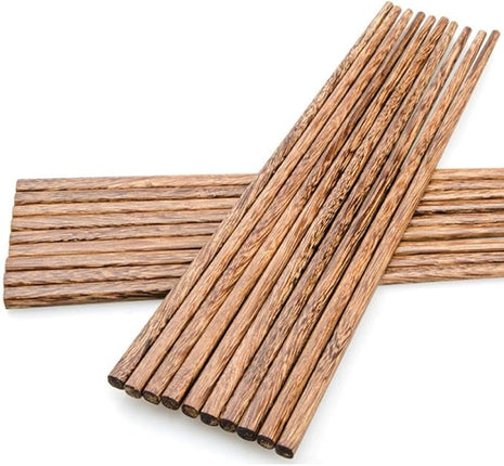 10-Pairs Wooden Chopsticks, Dishwasher Safe Chopstick,ReusableNatural Healthy, Chinese Classic Style for Kitchen, Dining Room, Gourmet, Noodles (9.8 Inch)