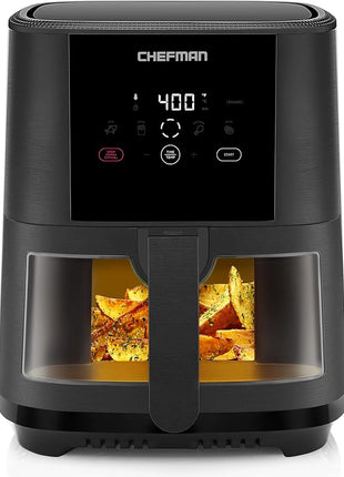 Chefman TurboTouch Easy View Air Fryer, The Most Convenient And Healthy Way To Cook Oil-Free, Watch Food Cook To Crispy And Low-Calorie Finish Through Convenient Window, 5 Qt